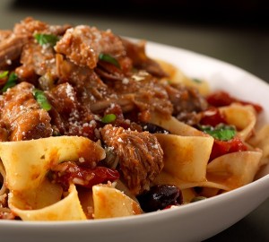 Pork Pappardelle Puttanesca with Basil and Pecorino Cheese (Photo courtesy the Pork Checkoff)