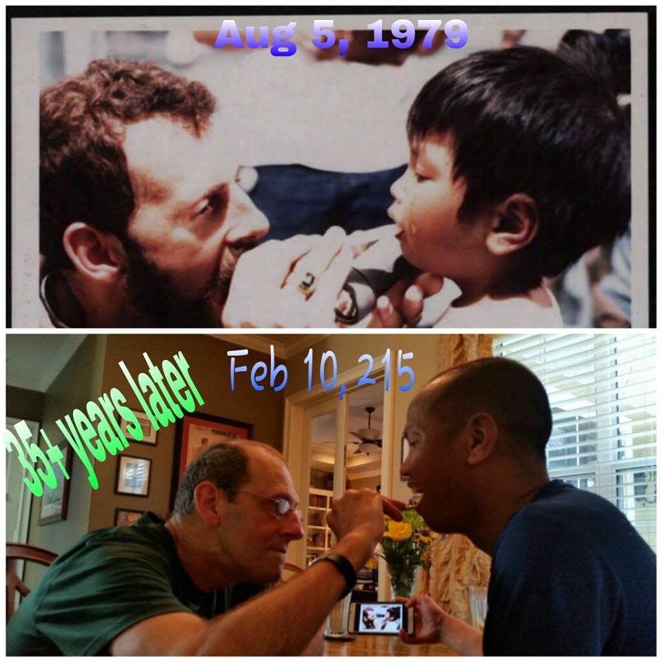 35 years later, the "moment" is recreated. Same people but, oh, so different lives. Photo courtesy of Doan Ha.