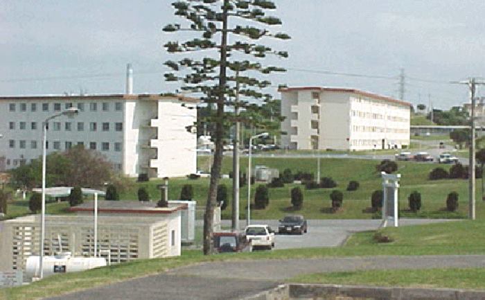 The barracks...I believe it was one of those bushes in the distance...
